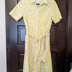 Boden Lemon Pattern Shirt Dress